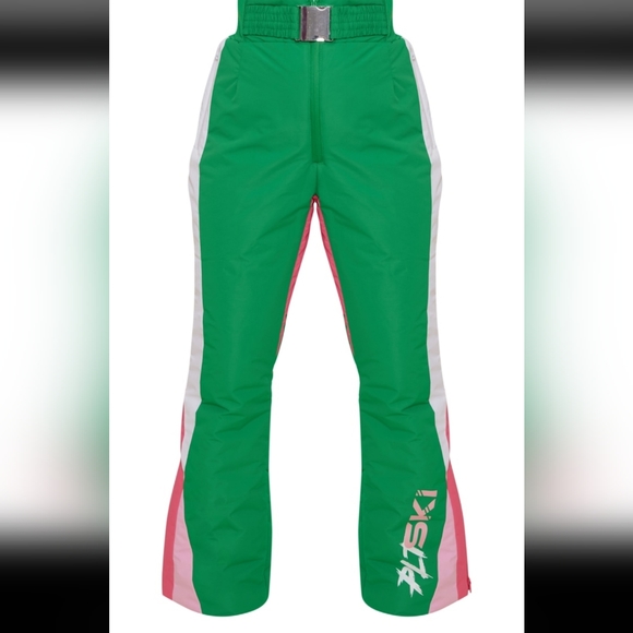 PrettyLittleThing Pants - Prettylittlething SKI Green and Pink Flare Pants Size 4